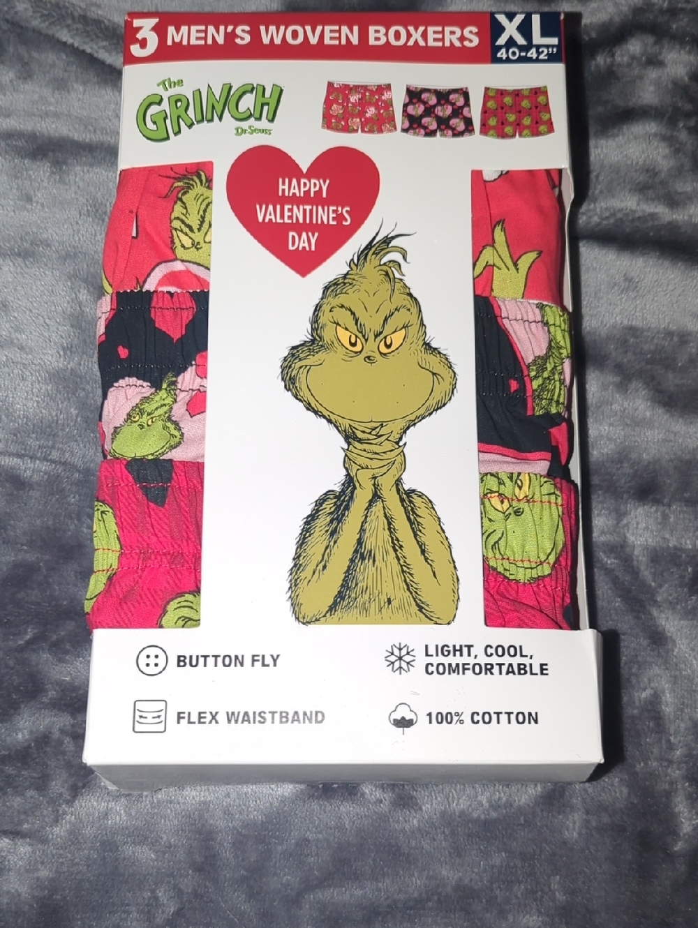The Grinch Men’s Valentine’s Boxers XL (40-42") NWT